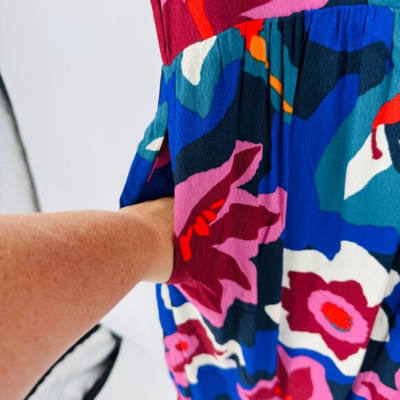 NWT Roolee Mom Dress Floral Print Nursing Friendly Midi Short Sleeve Size Large - Picture 10 of 12